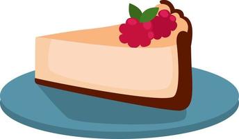 cheesecake på tallrik, illustration, vektor på vit bakgrund