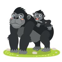 karikaturillustration einer gorillafamilie vektor