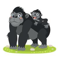 tecknad serie illustration av en gorilla familj vektor