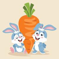 karikaturillustration von niedlichen kaninchen vektor