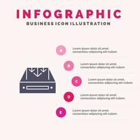 inkorg post låda behållare leverans paket fast ikon infographics 5 steg presentation bakgrund vektor