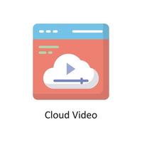 Cloud-Video-Vektor-flache Icon-Design-Illustration. cloud computing-symbol auf weißem hintergrund eps 10 datei vektor