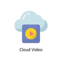 moln video vektor platt ikon design illustration. moln datoranvändning symbol på vit bakgrund eps 10 fil