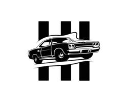 American Muscle Car Logo Seitenansicht Auto Vektor isoliert auf weißem Hintergrund geeignet für Abzeichen, Embleme