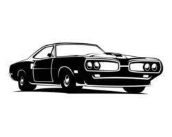 Muscle-Car-Vektorillustration nur in Schwarz, Weiß ist negativer Raum, gut für T-Shirt, Poster, Firmen- oder Garagenlogo usw. vektor