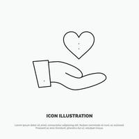 välgörenhet donation ger hand kärlek linje ikon vektor