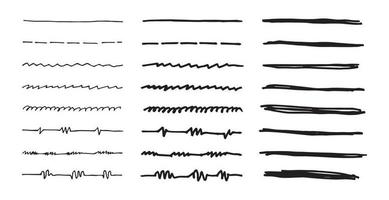 vektor uppsättning handritad understrykning.