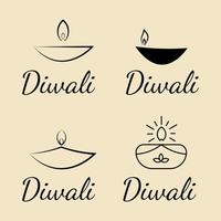 uppsättning av diwali festival logotyp design vektor minimalistisk mall illustration