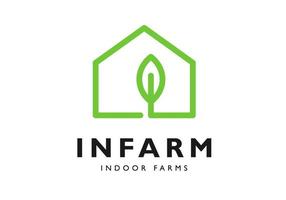 inomhus- jordbruk logotyp, i en minimalistisk stil. vektor