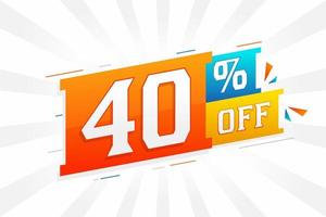 40 % Rabatt auf 3D-Werbekampagnendesign. 40 von 3D-Rabattangebot für Verkauf und Marketing. vektor