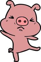 Cartoon-Schwein mit Schmerzen vektor