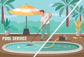 Pool-Service-Cartoon-Zusammensetzung vektor