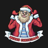 Häftigt santa claus t-shirt design konstverk, glad jul affisch illustration vektor