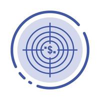 Ziel Ziel Geschäft Bargeld Finanzmittel jagen Geld blau gepunktete Linie Symbol Leitung vektor