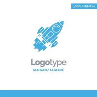 börja företag mål lansera uppdrag rymdskepp blå fast logotyp mall plats för Tagline vektor