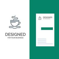 graues logodesign des teetassenkaffeehotels und visitenkartenvorlage vektor