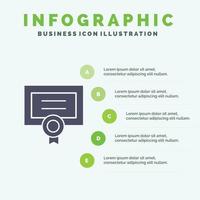 tilldela certifikat grad diplom fast ikon infographics 5 steg presentation bakgrund vektor