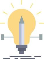Glödlampa kreativ lösning ljus penna platt Färg ikon vektor