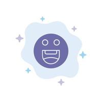emojis Lycklig motivering blå ikon på abstrakt moln bakgrund vektor