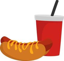 Hot Dog und Soda, Illustration, Vektor auf weißem Hintergrund