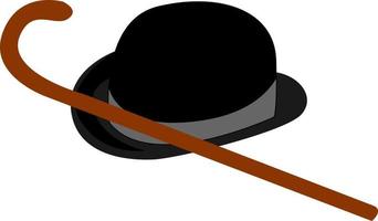 svart hatt och sockerrör, illustration, vektor på vit bakgrund.