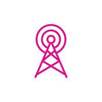 eps10 rosa Vektorsenderantenne oder Broadcast-Symbol isoliert auf weißem Hintergrund. Wi-Fi-Tower-Umrisssymbol in einem einfachen, flachen, trendigen, modernen Stil für Ihr Website-Design, Logo und mobile App vektor