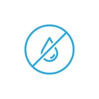 eps10 blau Vektor fett- oder ölfreie Linie Kunstsymbol isoliert auf weißem Hintergrund. Wassertropfen verbotenes Umrisssymbol in einem einfachen, flachen, trendigen, modernen Stil für Ihr Website-Design, Logo und mobile App