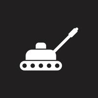 eps10 weißes Vektor-Panzer- oder Panzer-Solid-Symbol isoliert auf schwarzem Hintergrund. Kampfmaschine oder kampfgefülltes Symbol in einem einfachen, flachen, trendigen, modernen Stil für Ihr Website-Design, Logo und Ihre mobile App vektor