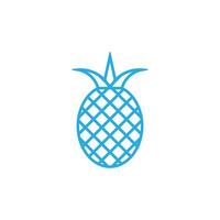 eps10 blaue Vektorananas mit Blattlinie Kunstsymbol isoliert auf weißem Hintergrund. Ananas-Umrisssymbol in einem einfachen, flachen, trendigen, modernen Stil für Ihr Website-Design, Logo und mobile Anwendung vektor