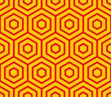 röd sömlös vektor bakgrund med gul hexagoner