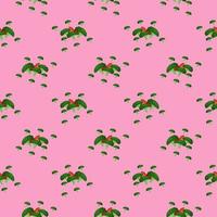 kleiner Brokkoli, nahtloses Muster auf rosa Hintergrund. vektor