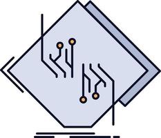 Board Chip Circuit Network elektronischer flacher Farbsymbolvektor vektor