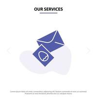 unsere dienstleistungen massage mail ei ostern solide glyph icon web card template vektor