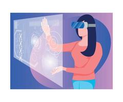 kvinna använder sig av virtuell verklighet vektor