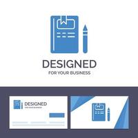 kreativ företag kort och logotyp mall bok utbildning kunskap penna vektor illustration