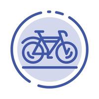 cykel rörelse promenad sport blå prickad linje linje ikon vektor