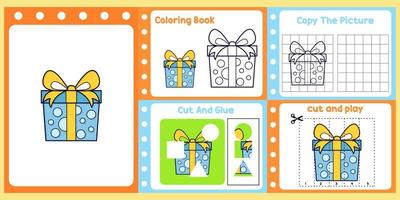 kalkylblad packa för barn med gåva vektor. barns studie bok vektor