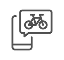 Fahrrad- und Transportsymbolumriss und linearer Vektor. vektor