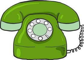 mycket gammal grön telefon , illustration, vektor på vit bakgrund