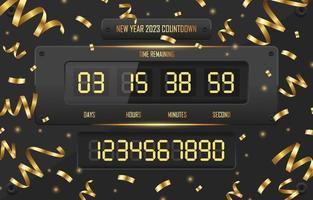 Neujahr 2023 digitale Countdown-Uhr vektor