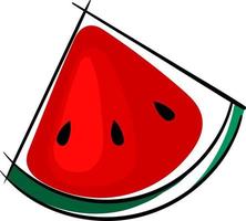 kleine Scheibe Wassermelone, Illustration, Vektor auf weißem Hintergrund.