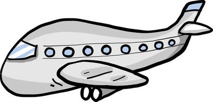 graues Flugzeug, Illustration, Vektor auf weißem Hintergrund.
