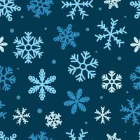 djup blå jul snöflingor sömlös mönster vektor