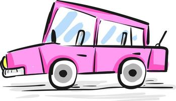 ein rosa auto, ein vektor oder eine farbillustration.