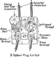 Edison-Sicherungsstecker-Ausschnitt, Vintage-Illustration. vektor