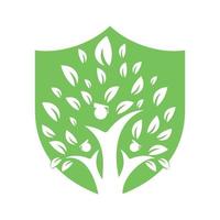 Logo-Design-Vorlage für das Konzept des menschlichen Bildungsbaums. studenten mit abschlusskappenlogovektor. vektor