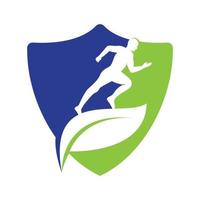 Green Leaf Runner Logo-Konzeptdesign. Physiotherapie Behandlungskonzept Vektordesign. vektor