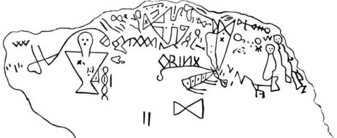 dighton sten inskriptioner vi är ett arkeologisk webbplats i danyor, årgång gravyr. vektor