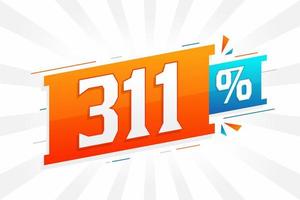 311-Rabatt-Marketing-Banner-Werbung. 311 Prozent verkaufsförderndes Design. vektor