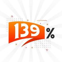 139 rabatt marknadsföring baner befordran. 139 procent försäljning PR design. vektor